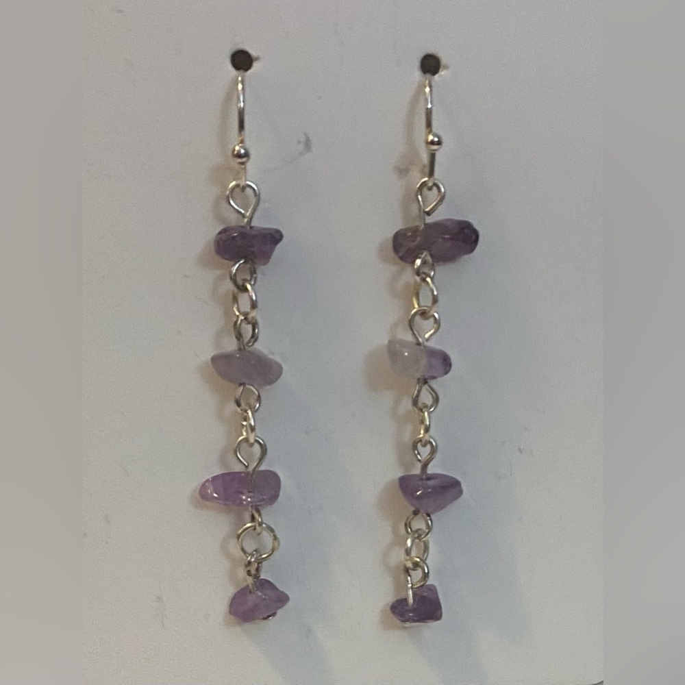 NEW Amethyst chip dangle earrings